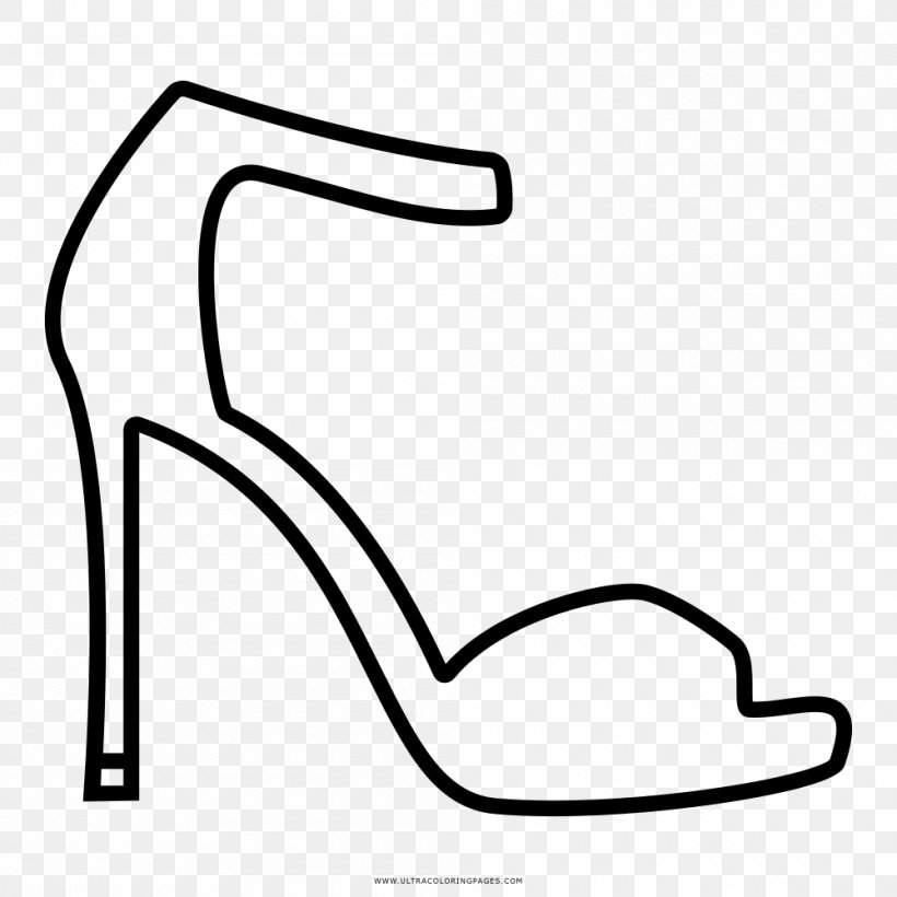 High-heeled Shoe Drawing Coloring Book Absatz Black And White, PNG, 1000x1000px, Highheeled Shoe, Absatz, Area, Black, Black And White Download Free