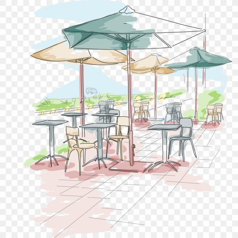 Cafe Vector Graphics Stock Photography Royalty-free Stock Illustration, PNG, 1000x1000px, Cafe, Drawing, Furniture, Home, Outdoor Structure Download Free