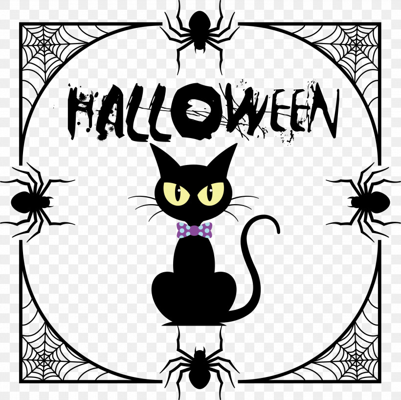 Halloween, PNG, 3000x2992px, Halloween, Cartoon, Cat, Coloring Book, Flower Download Free