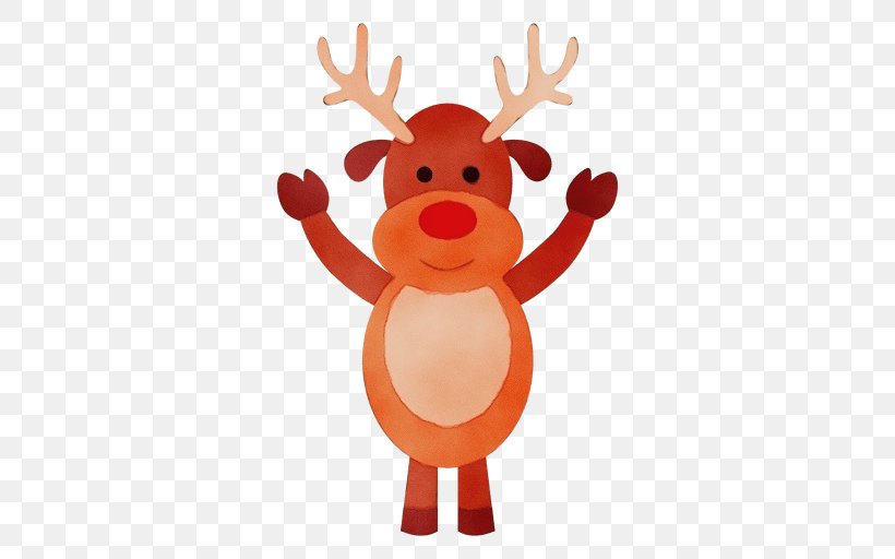 Reindeer, PNG, 512x512px, Watercolor, Antler, Deer, Fawn, Orange Download Free