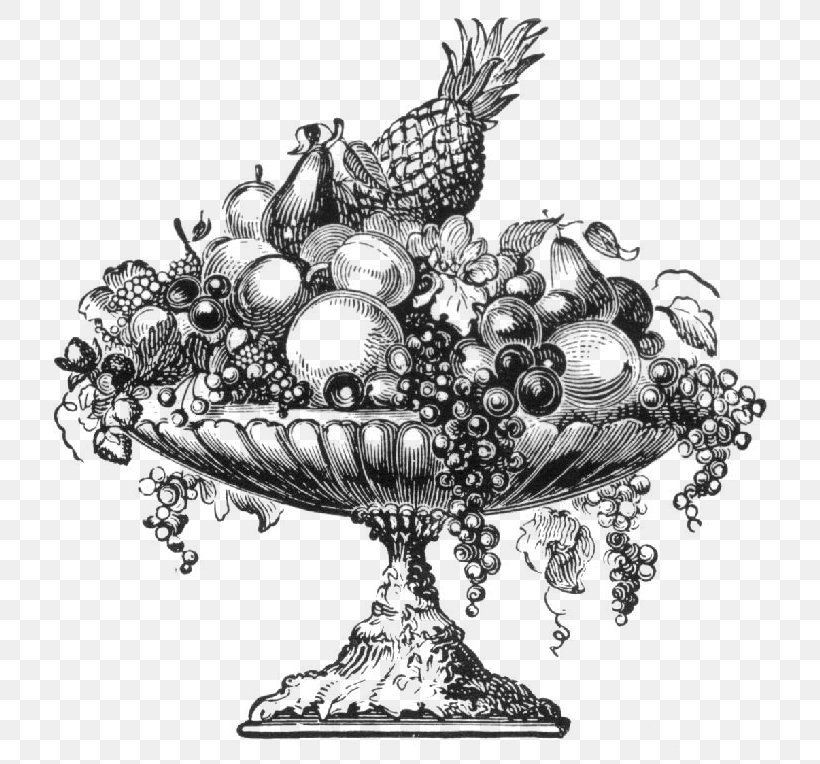 Fruit Salad Bowl Clip Art, PNG, 737x764px, Fruit Salad, Art, Black And White, Bowl, Drawing Download Free