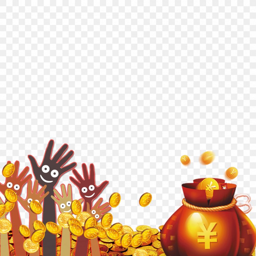 Bag Download Wallpaper, PNG, 1000x1000px, Bag, Gold, Gold Coin, Orange, Petal Download Free