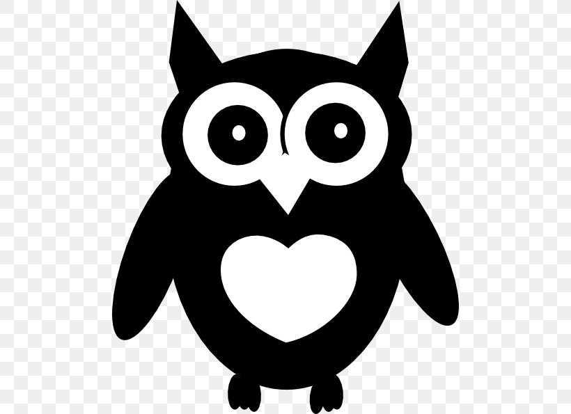 owl black and white clipart