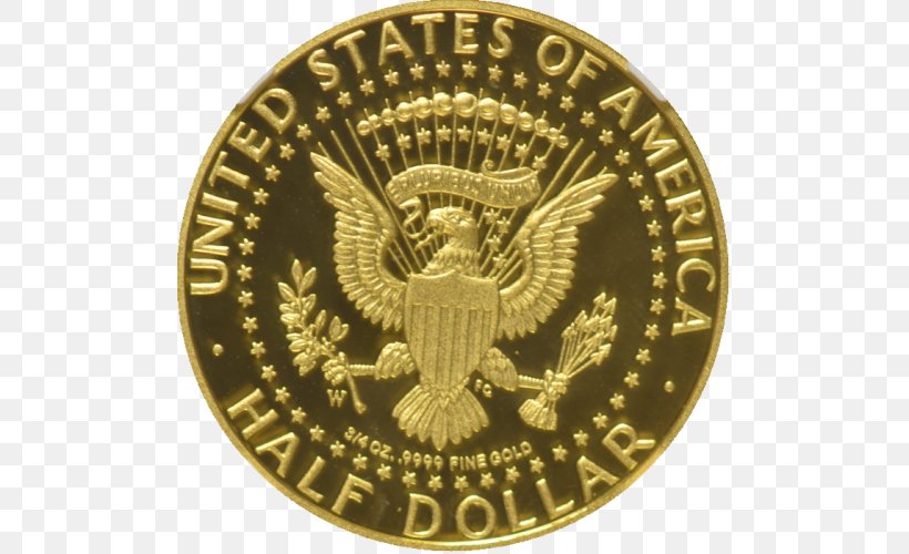 Coin Gold Kennedy Half Dollar United States Mint, PNG, 500x500px, Coin, American Silver Eagle, Badge, Brass, Commemorative Coin Download Free