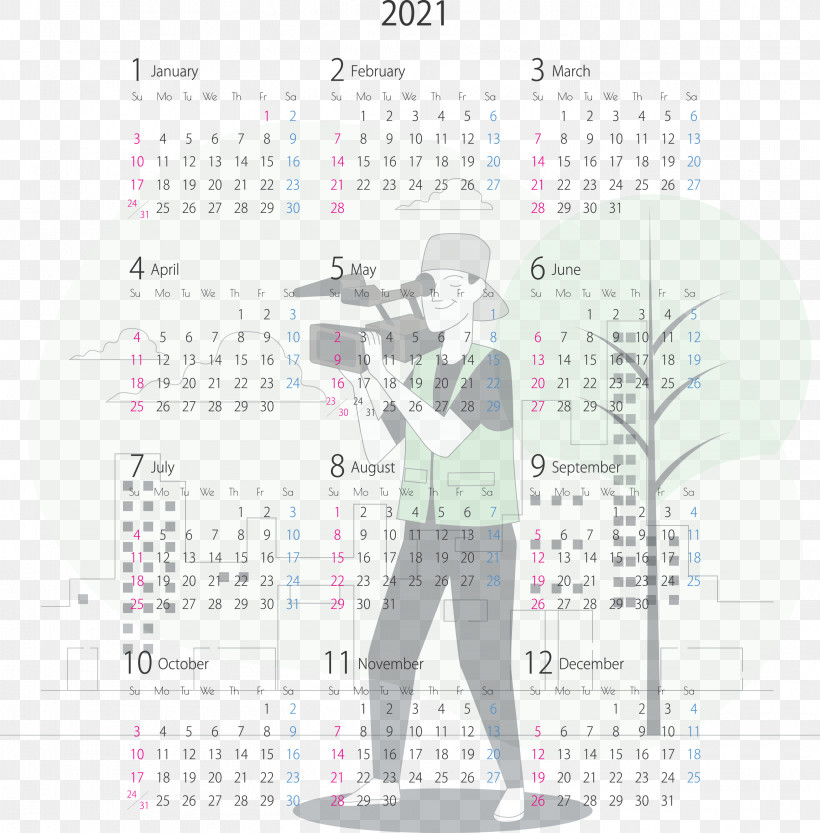 2021 Yearly Calendar Printable 2021 Yearly Calendar Template 2021 Calendar, PNG, 2953x3000px, 2021 Calendar, 2021 Yearly Calendar, Camera, Camera Operator, Movie Camera Download Free