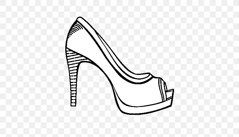 High-heeled Shoe Drawing Fashion Coloring Book, PNG, 600x470px, Shoe, Area, Automotive Design, Basic Pump, Black Download Free