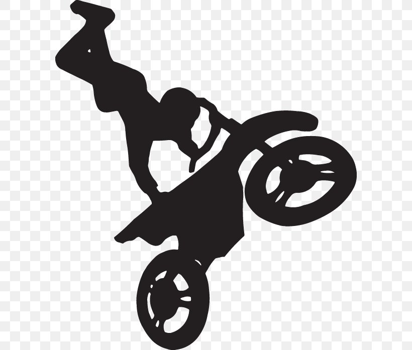 Motorcycle Stunt Riding Bicycle Motocross Sticker, PNG, 600x697px, Motorcycle, Beta Evo, Bicycle, Black And White, Bmx Bike Download Free