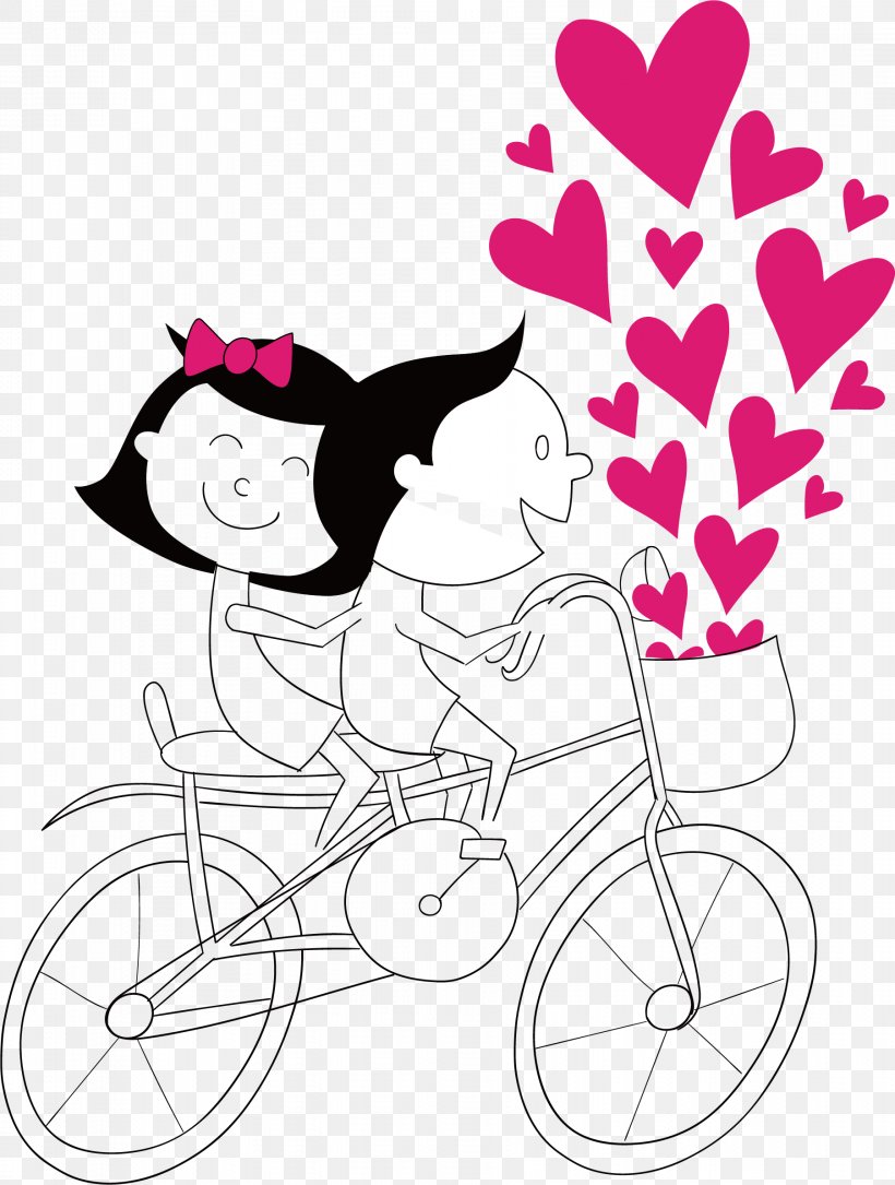 Cartoon Couple Bicycle Clip Art, PNG, 1803x2387px, Cartoon, Art, Artwork, Bicycle, Bicycle Accessory Download Free