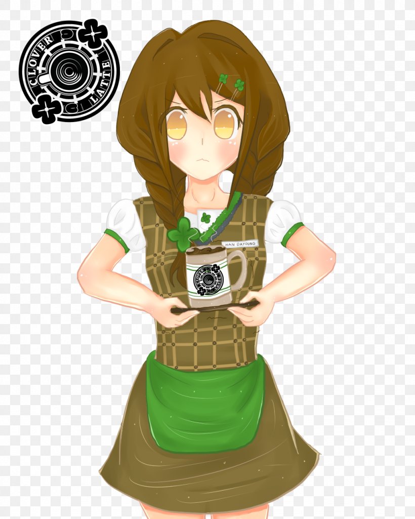 Green Brown Hair Character Cartoon Figurine, PNG, 1024x1280px, Watercolor, Cartoon, Flower, Frame, Heart Download Free
