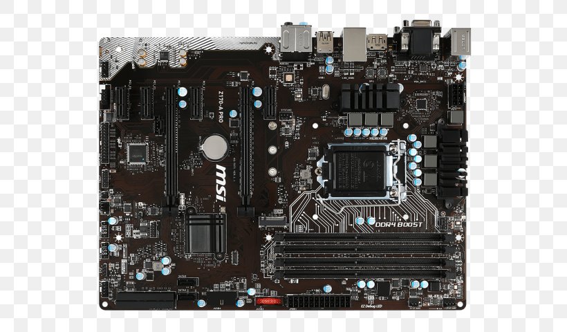 Intel LGA 1151 Motherboard MSI Z170-A Pro ATX, PNG, 600x480px, Intel, Atx, Chipset, Computer Component, Computer Hardware Download Free