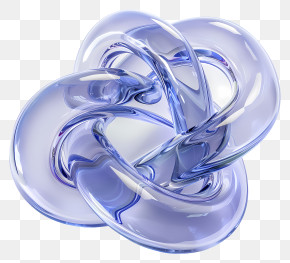 Rope Knot Shape - Abstract Blue Glass Object Illustration PNG
