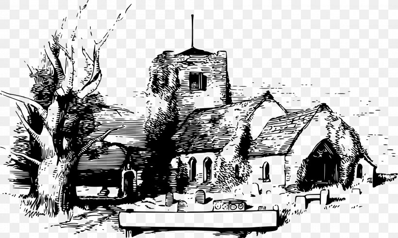 Church Drawing Clip Art, PNG, 2400x1438px, Church, Art, Artwork, Black And White, Building Download Free