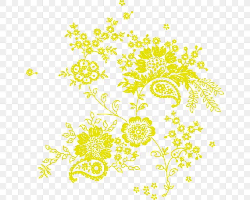 Floral Design Yellow Pattern, PNG, 650x656px, Floral Design, Area, Border, Branch, Flora Download Free