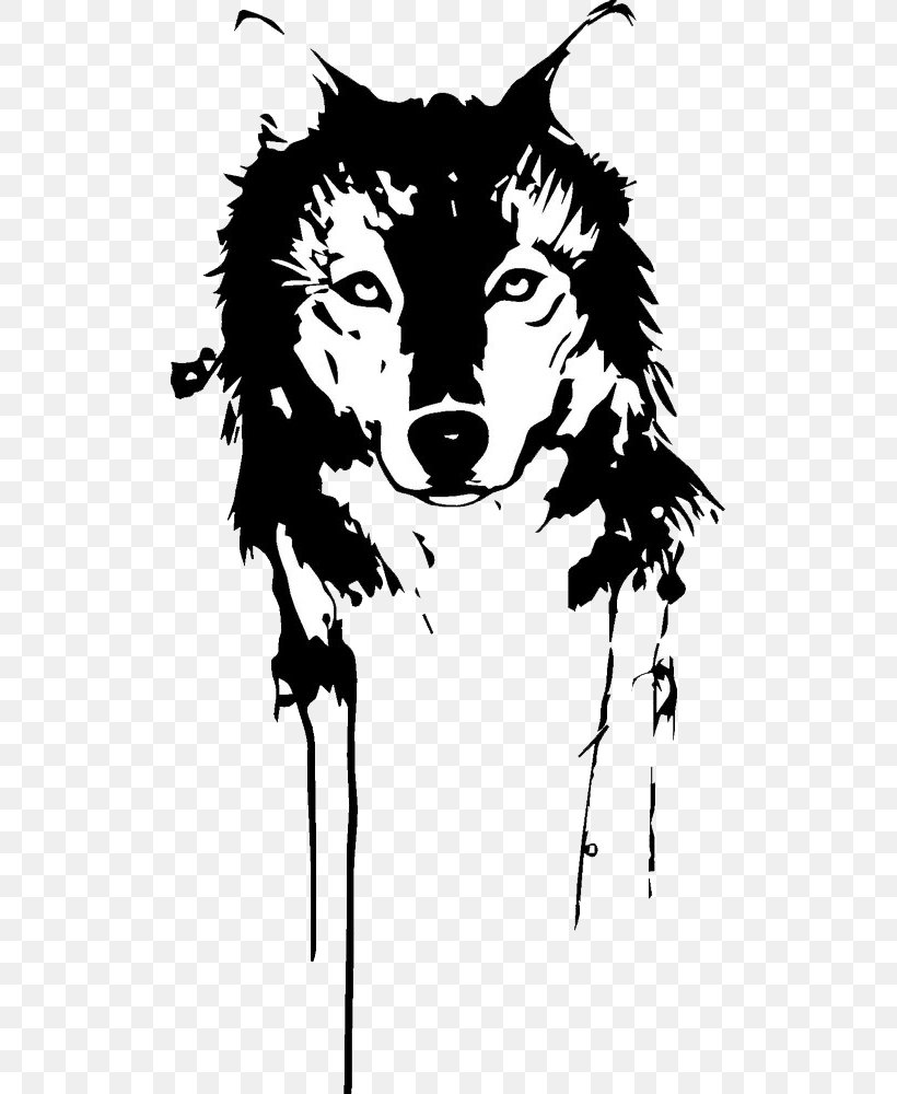 Gray Wolf T-shirt Black Wolf, PNG, 507x1000px, Gray Wolf, Art, Black, Black And White, Black White Download Free