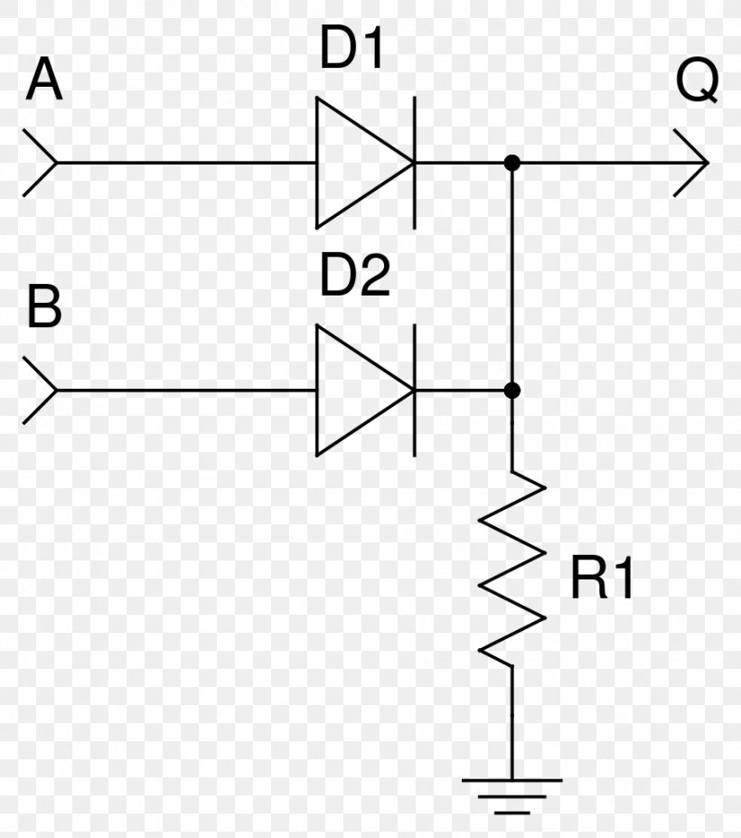 Diode Logic AND Gate Logic Gate OR Gate, PNG, 905x1024px, Diode, Analogue Electronics, And Gate, Area, Black And White Download Free