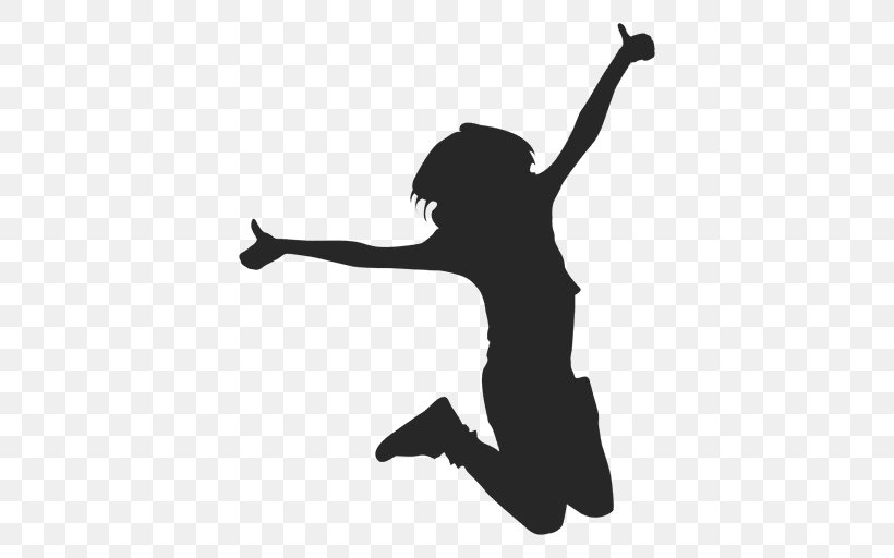 Silhouette Jumping, PNG, 512x512px, Silhouette, Arm, Black, Black And White, Child Download Free