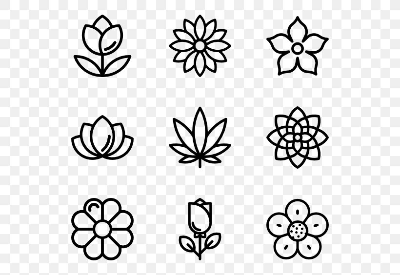 Flower Icon Design Clip Art, PNG, 600x564px, Flower, Black And White, Coloring Book, Computer Software, Flora Download Free