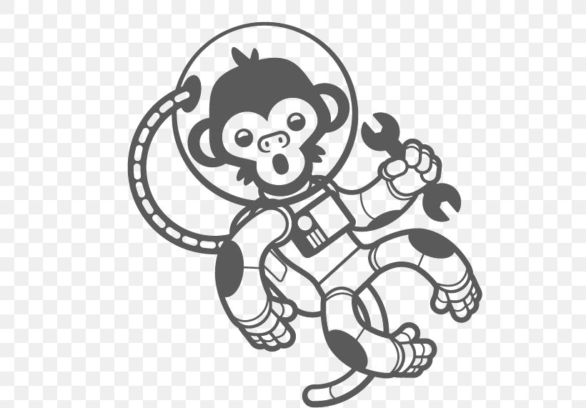 Astronaut Monkey Outer Space Wall Decal, PNG, 530x571px, Watercolor, Cartoon, Flower, Frame, Heart Download Free