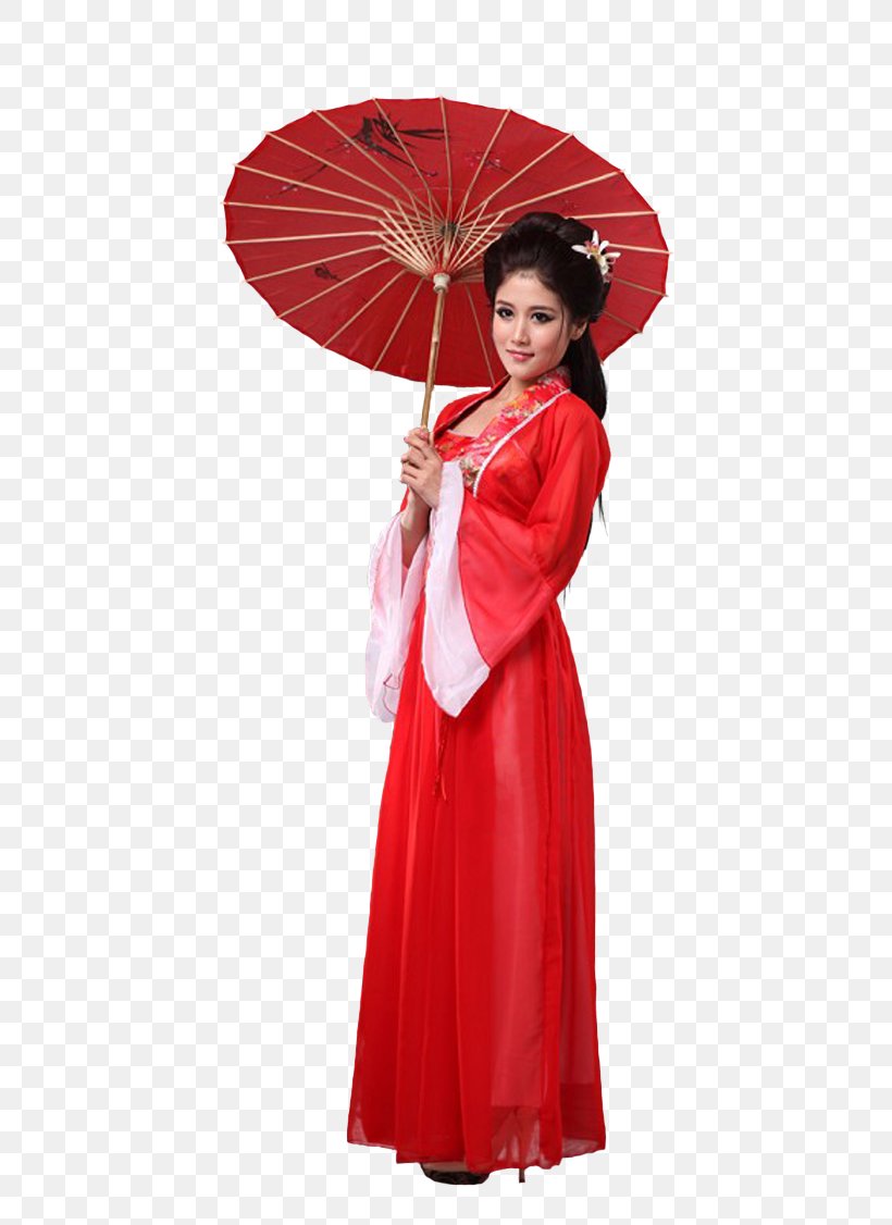 Oil-paper Umbrella Robe Red, PNG, 750x1126px, Umbrella, Bijin, Clothing, Costume, Costume Drama Download Free