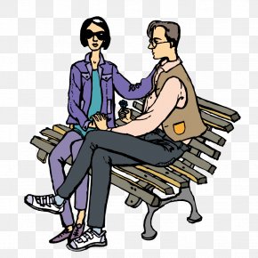 Handle Couple Sitting On A Bench - Bench Sitting Download Clip Art PNG