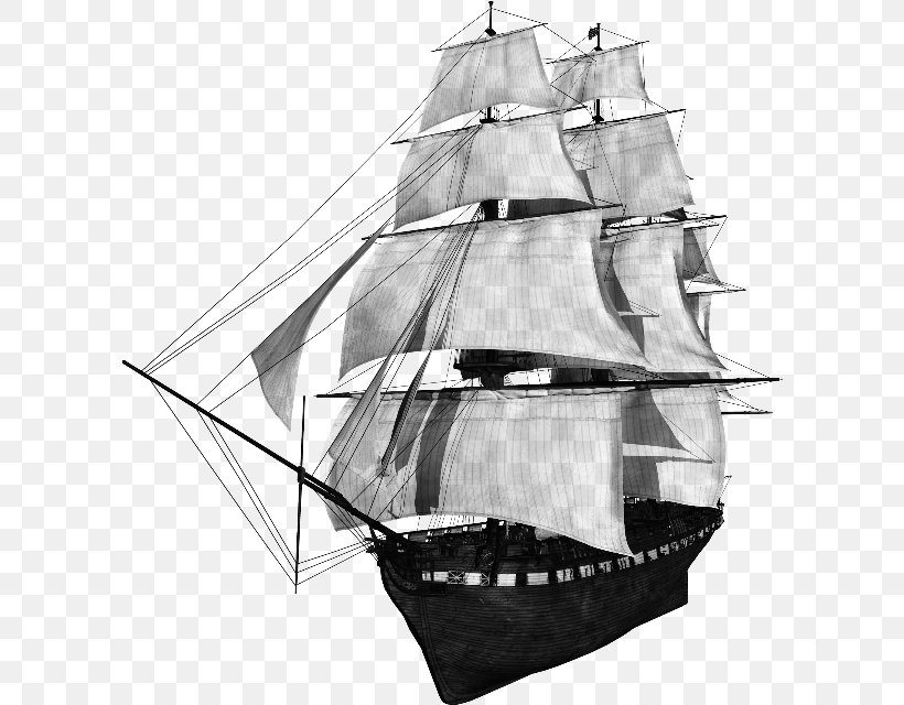 Sail Baltimore Clipper Brigantine Ship Of The Line, PNG, 600x640px, Sail, Baltimore Clipper, Barque, Barquentine, Black And White Download Free