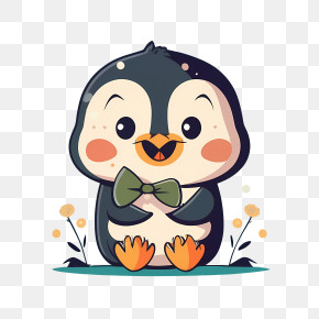 Cute Penguin - Cute Penguin With Bow Tie PNG