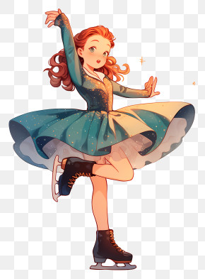 Anime Ice Skate - Graceful Ice Skater In Sparkling Dress PNG