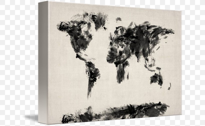 World Map Canvas Print Picture Frames, PNG, 650x504px, World, Art, Artwork, Black And White, Canvas Download Free