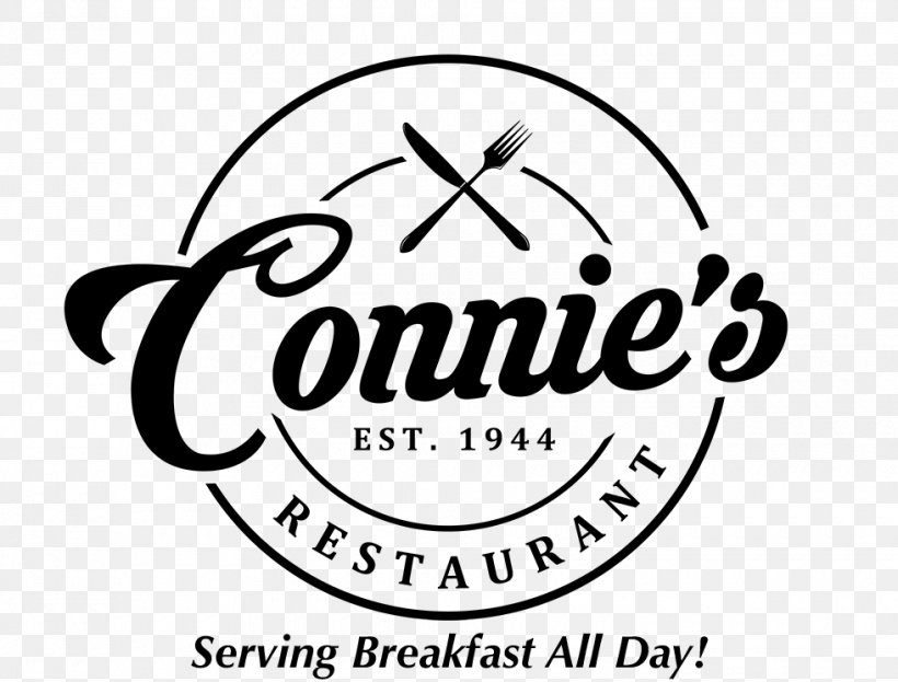 Logo Connie's Family Restaurant Breakfast Brand, PNG, 980x745px, Logo, Area, Berwyn, Black And White, Brand Download Free