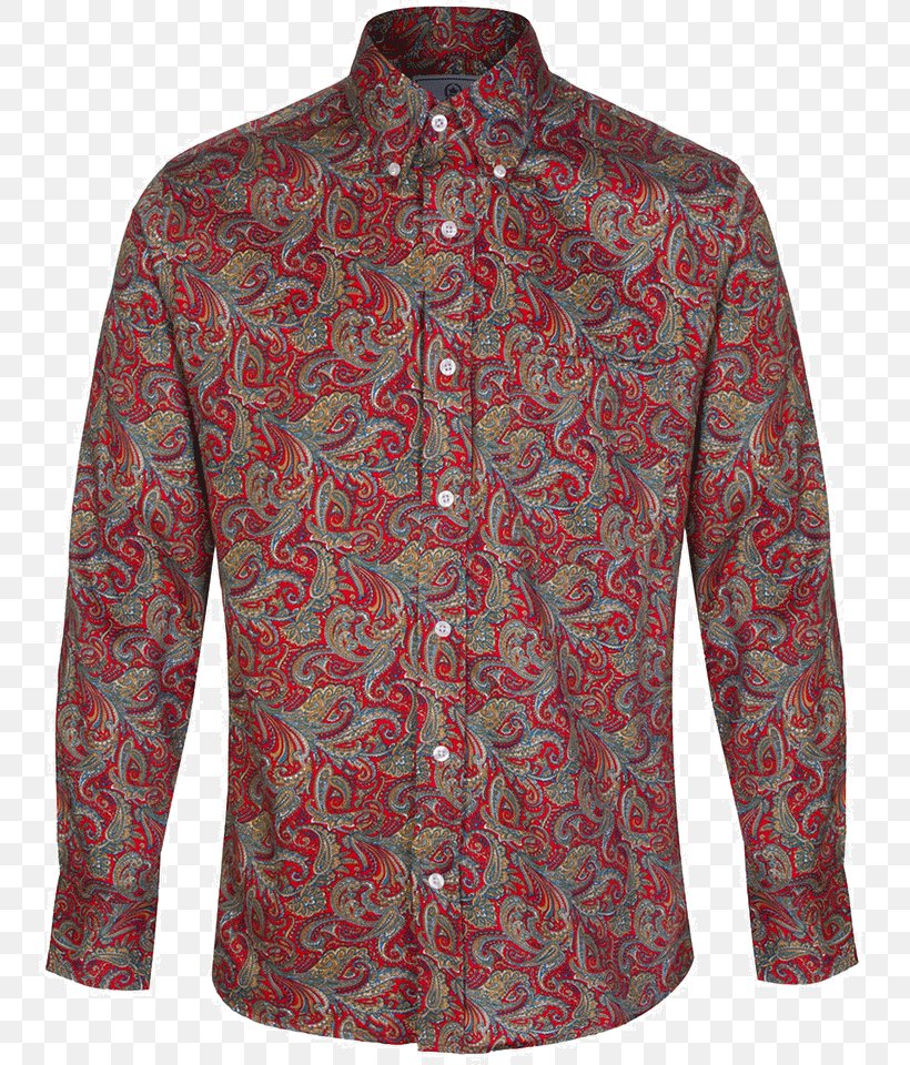 Paisley Long-sleeved T-shirt Blouse Maroon, PNG, 750x960px, Paisley, Blouse, Button, Collar, Long Sleeved T Shirt Download Free