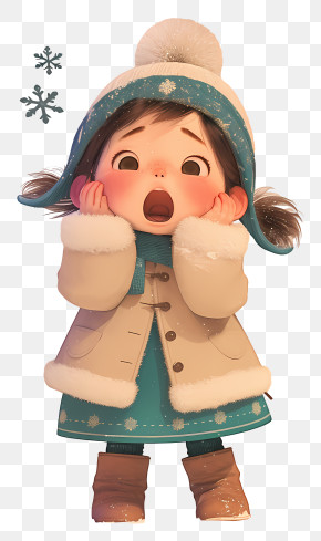 Surprised Little Girl In Winter Coat PNG