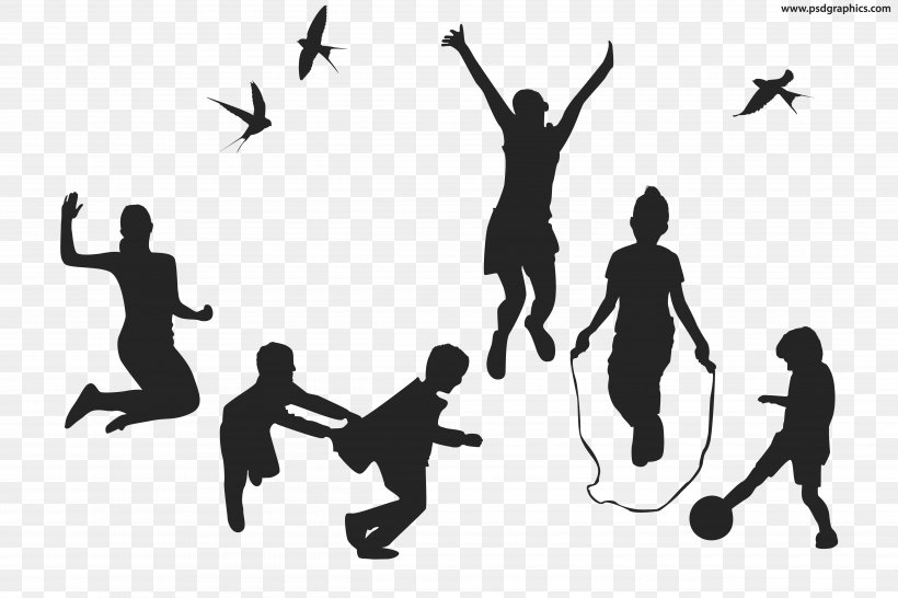 Silhouette Child Play, PNG, 5000x3333px, Silhouette, Black And White, Child, Game, Human Behavior Download Free