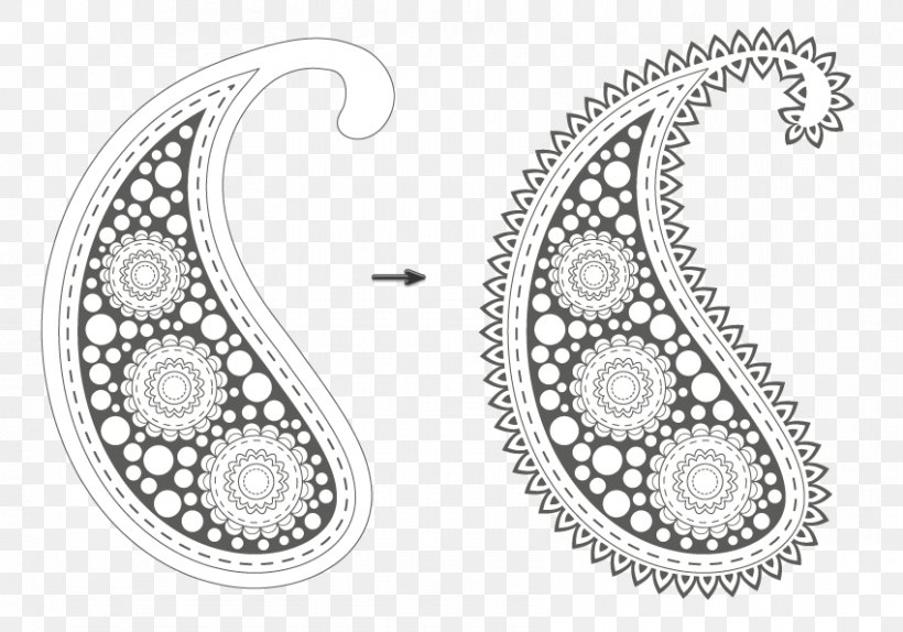 Paisley Shape Circle Pattern, PNG, 850x595px, Paisley, Black And White, Body Jewelry, Brush, Coloring Book Download Free