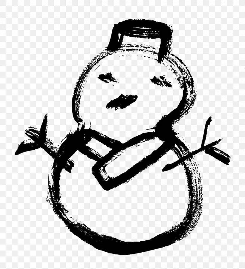 Snowman Ink Brush, PNG, 909x1000px, Snowman, Art, Artwork, Black, Black And White Download Free