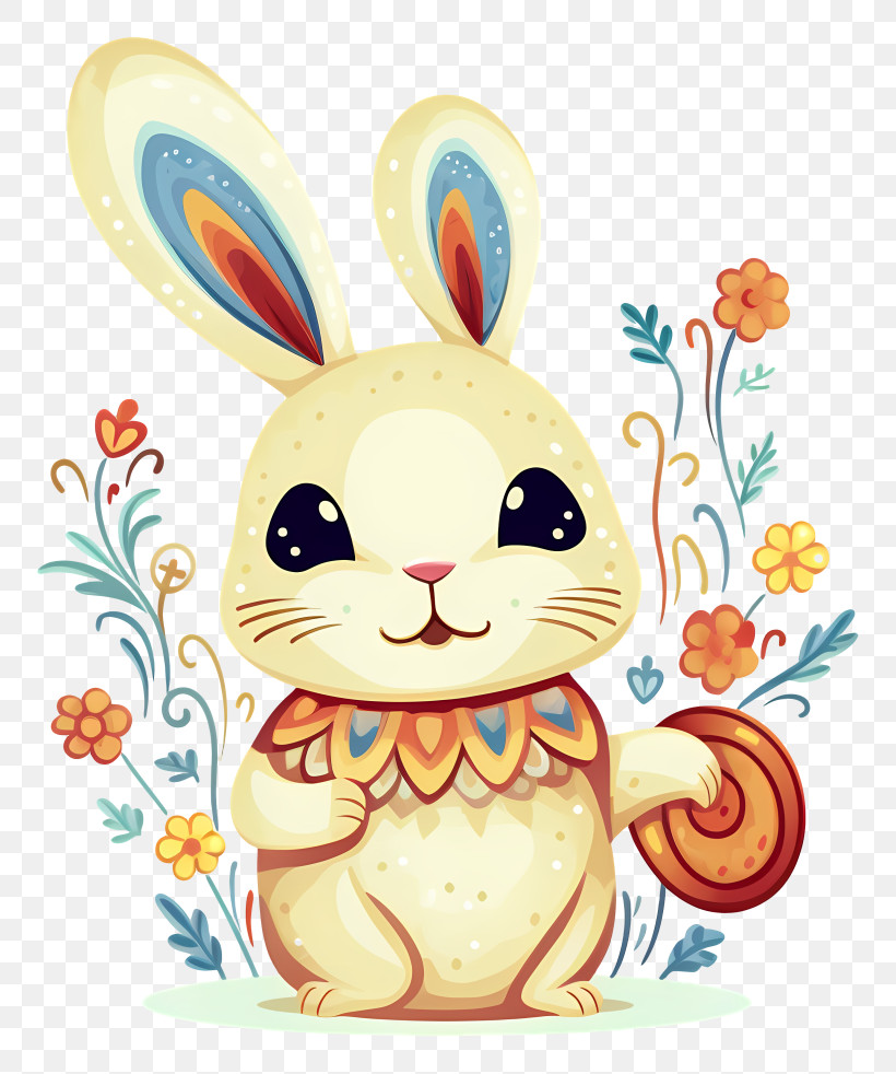 Keywords - Adorable Bunny Surrounded By Flowers PNG