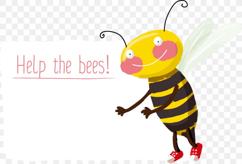Bee Cartoon Illustration, PNG, 1067x726px, Bee, Art, Brand, Butterfly, Cartoon Download Free