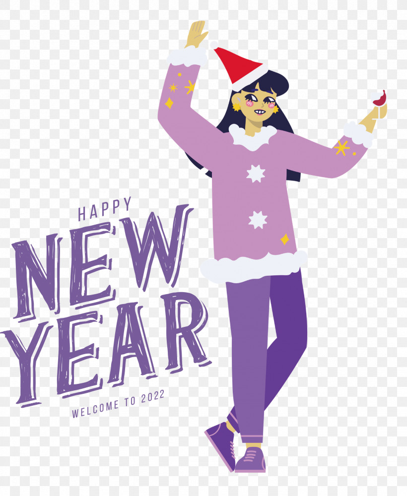 Happy New Year 2022 2022 New Year 2022, PNG, 2458x2999px, Costume, Cartoon, Character, Happiness, Lavender Download Free
