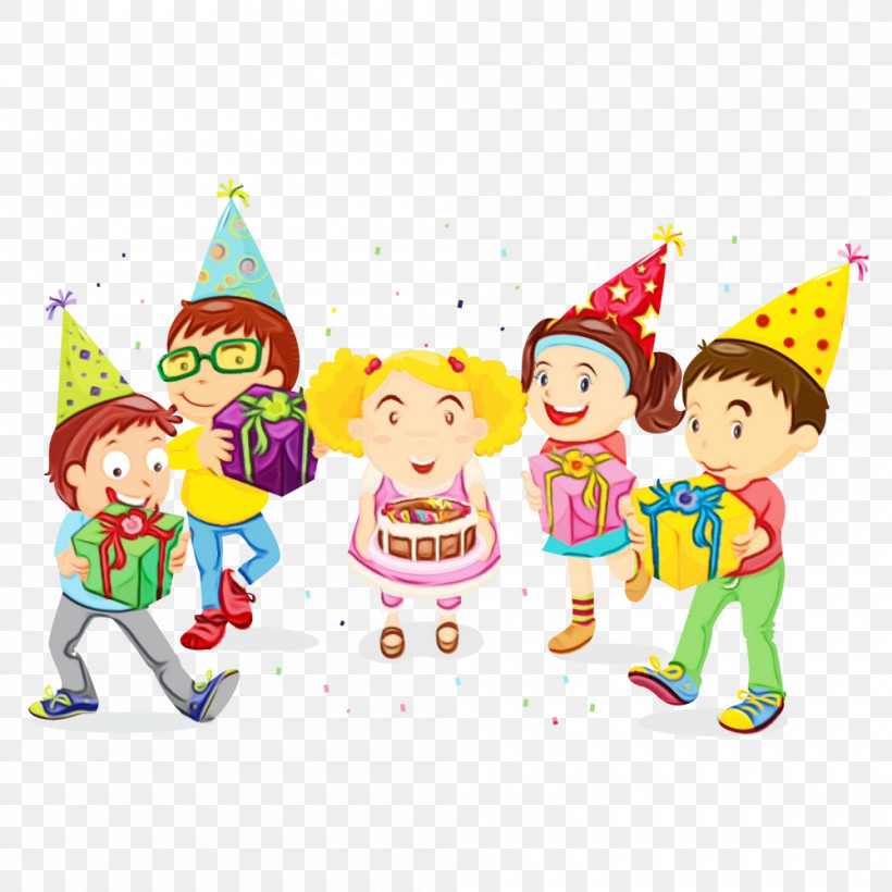 Party Hat, PNG, 1000x1000px, Watercolor, Cartoon, Celebrating, Christmas Eve, Happy Download Free