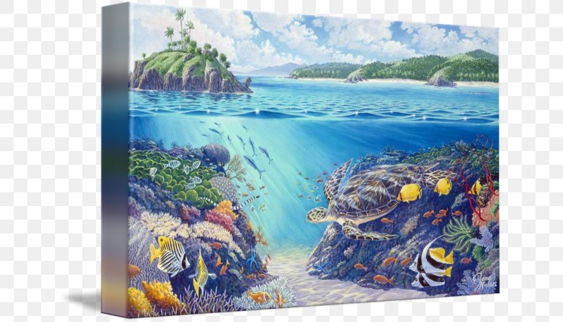 Turtle Island Fiji Painting Resort Canvas Print, PNG, 650x469px, Painting, Blue Lagoon, Canvas, Canvas Print, Ecosystem Download Free