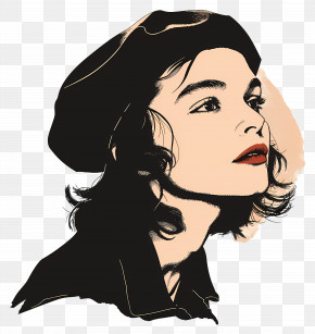 Beret - Stylish Woman With Beret Illustration PNG