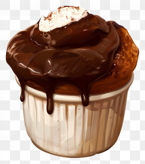 French Chocolate Souffle - Delicious Chocolate Dessert With Whipped Cream PNG