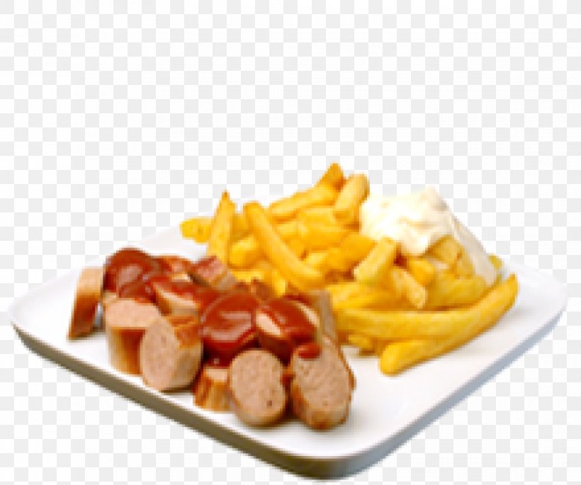 French Fries Fast Food Currywurst Junk Food Dish, PNG, 980x819px, French Fries, American Food, Bockwurst, Bratwurst, Breakfast Download Free