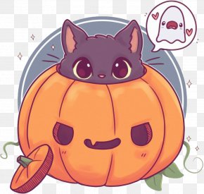 Black Cat Calabaza - Orange PNG