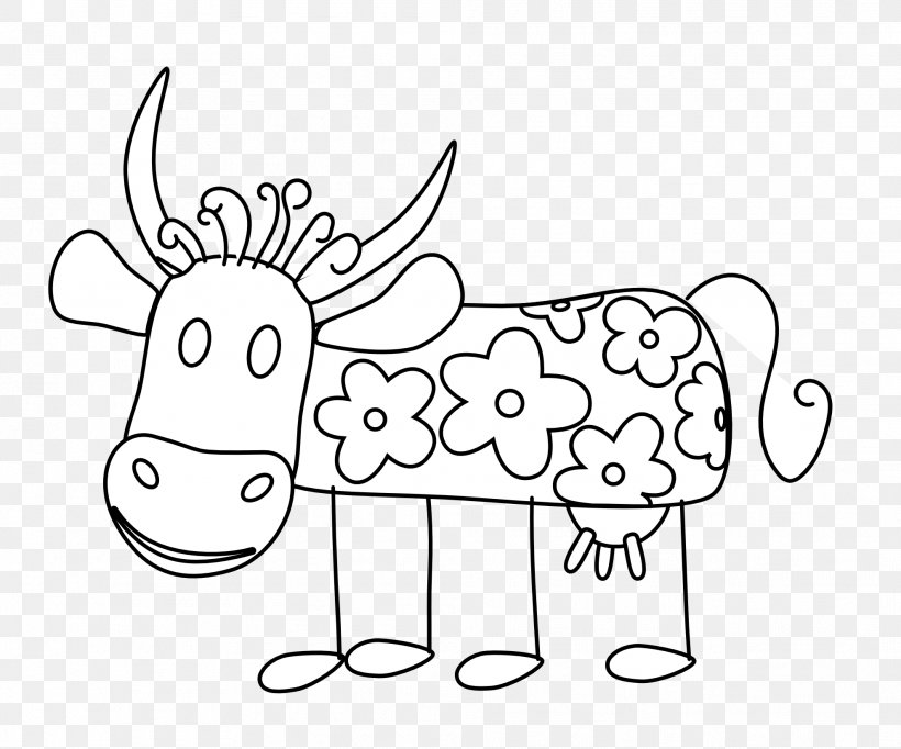 Cattle Drawing Line Art Coloring Book Clip Art, PNG, 1979x1648px, Watercolor, Cartoon, Flower, Frame, Heart Download Free