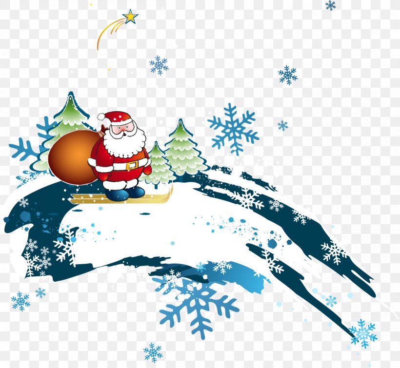 Santa Claus Christmas Tree Clip Art, PNG, 1208x1113px, Santa Claus, Art, Bird, Branch, Cartoon Download Free