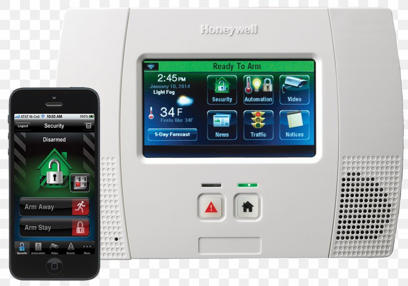 Honeywell Security Alarms & Systems Home Security Automation, PNG, 1700x1194px, Honeywell, Alarm Device, Automation, Display Device, Electronic Device Download Free