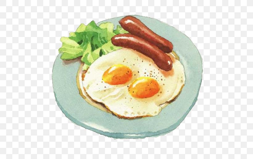 Japanese Cuisine Breakfast Watercolor Painting Food Illustration, PNG, 564x516px, Japanese Cuisine, Art, Breakfast, Cartoon, Chicken Egg Download Free