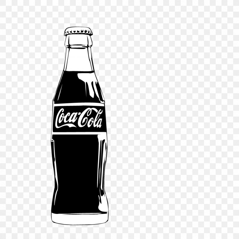 The Coca-Cola Company Glass Bottle, PNG, 1000x1000px, Cocacola, Black And White, Bottle, Brand, Carbonated Soft Drinks Download Free