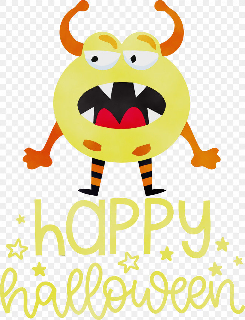 Cartoon Yellow Line Meter Happiness, PNG, 2298x3000px, Happy Halloween, Biology, Cartoon, Geometry, Happiness Download Free