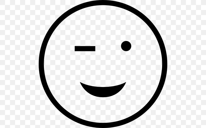 Emoticon Smiley Wink Emoji, PNG, 512x512px, Emoticon, Area, Black, Black And White, Emoji Download Free